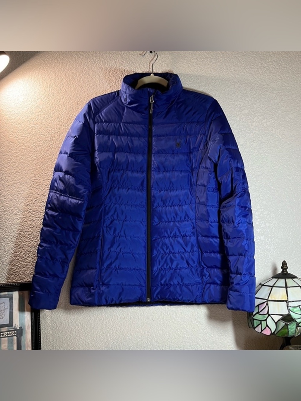 Spyder Prymo Women’s Down Puffer Jacket Medium Cobalt Blue Insulated Ski Layer - Picture 2 of 9